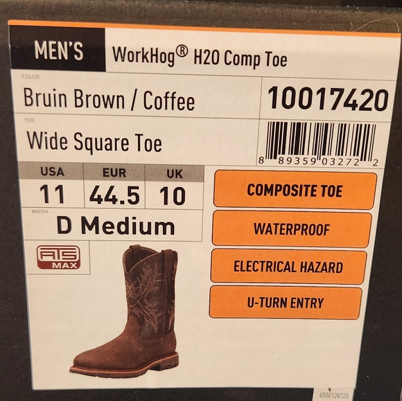 Ariat Workhog h2o comp toe boots sz 11 - Picture 2 of 10